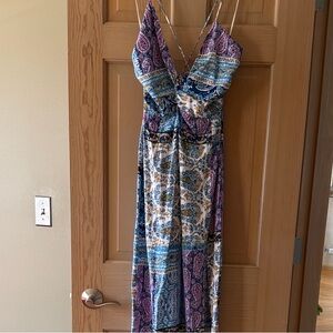 Zara Purple and Blue Paisley Maxi Dress